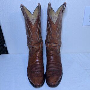 Justin Men's Size 9B Vintage Brown Leather Cowboy Western Boots Good Condition